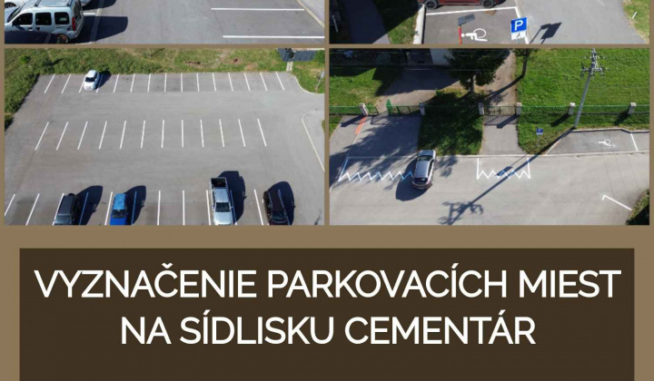 Fotka - Vyznačenie parkovacích miest na Sídlisku Cementár / Parkolóhelyek kijelölése a Cementgyári lakótelepen